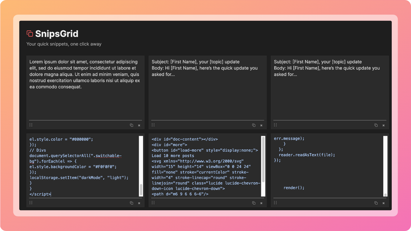 SnipsGrid screentshot